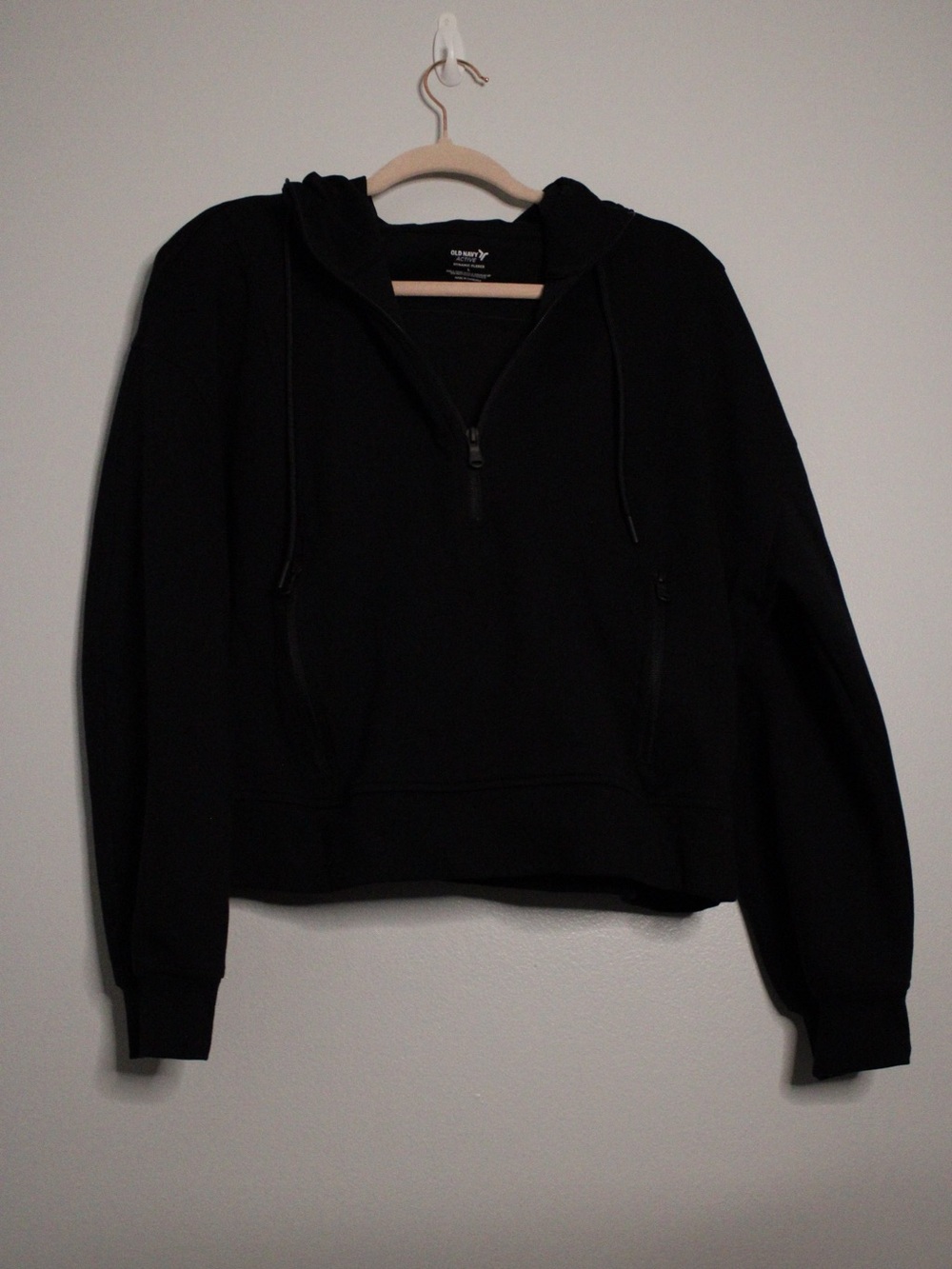 Old Navy Black Half-Zip Hooded Sweatshirt
